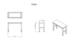 HBM Werkbank Met Massief Houten Blad, In Hoogte Verstelbaar, 122 Cm -Werkplaats Gereedschap Serie 10304 frame maten.jpg 1200x600 0feb5ebc88