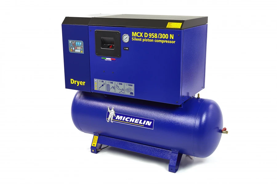 Michelin 5,5 PK 270 Liter Gedempte Compressor MCXD 598/300 N MET DROGER 1 Michelin 5,5 PK 270 Liter Gedempte Compressor MCXD 598/300 N MET DROGER