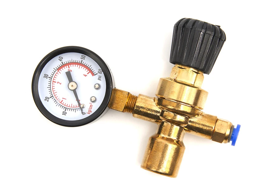 HBM Reduceerventiel Inclusief Manometer Voor MIG-MAG Wegwerpfles 1 HBM Reduceerventiel Inclusief Manometer Voor MIG-MAG Wegwerpfles