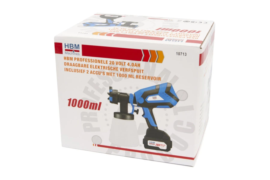 HBM Professionele 20 Volt 4.0AH Draagbare Elektrische Verfspuit Inclusief 2 Accu's Met 1000 ML Reser 14 HBM Professionele 20 Volt 4.0AH Draagbare Elektrische Verfspuit Inclusief 2 Accu's Met 1000 ML Reser - Afbeelding 14