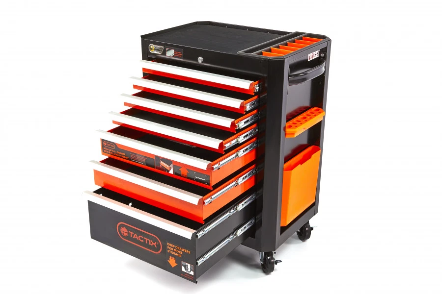 HBM Tactix Gereedschapswagen Met 7 Laden, 66 Cm, Zwart 2 HBM Tactix Gereedschapswagen Met 7 Laden, 66 Cm, Zwart - Afbeelding 2