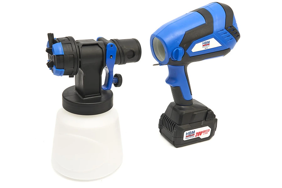 HBM Professionele 20 Volt 4.0AH Draagbare Elektrische Verfspuit Inclusief 2 Accu's Met 1000 ML Reser 1 HBM Professionele 20 Volt 4.0AH Draagbare Elektrische Verfspuit Inclusief 2 Accu's Met 1000 ML Reser