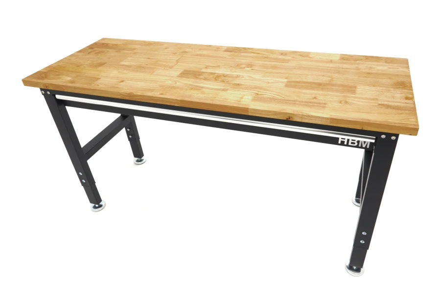 HBM In Hoogte Verstelbare Werkbank Met Massief Houten Werkblad En Lade 152 Cm 2 HBM In Hoogte Verstelbare Werkbank Met Massief Houten Werkblad En Lade 152 Cm - Afbeelding 2