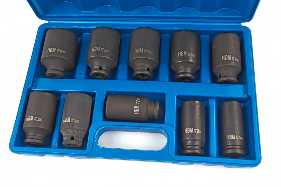HBM 1/2" Krachtdoppenset Grote Maten 10 Delig 1 HBM 1/2" Krachtdoppenset Grote Maten 10 Delig