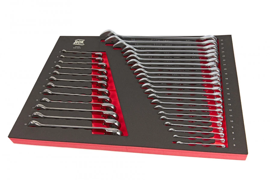 AOK Professionele 34 Delige Ring / Ratel / Steeksleutelset Foam Inlay 1 AOK Professionele 34 Delige Ring / Ratel / Steeksleutelset Foam Inlay