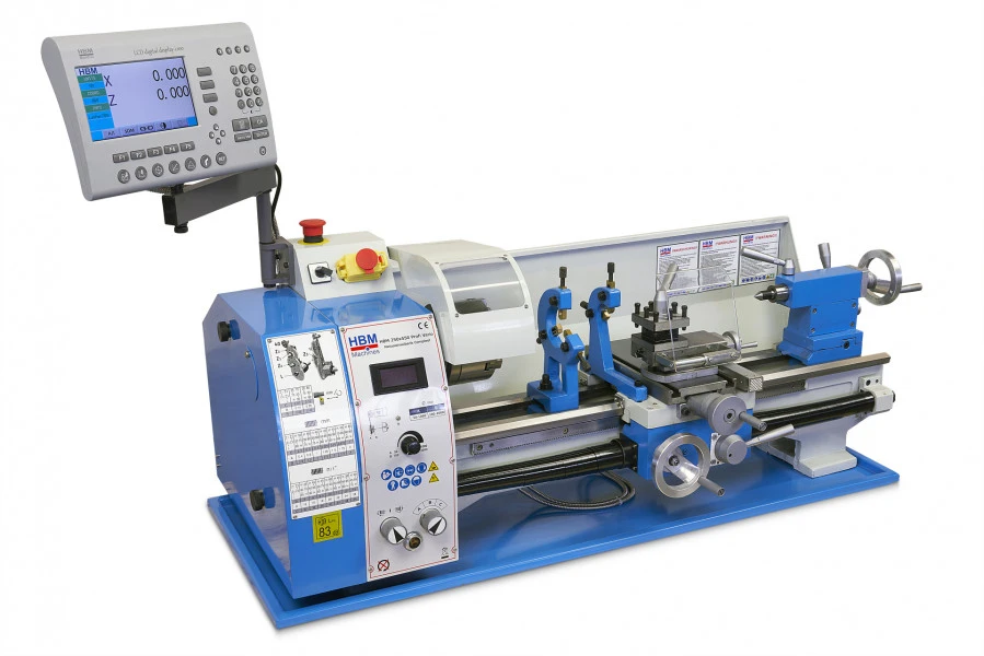 HBM 250 X 550 Profi Vario Metaaldraaibank Compleet Met 2 Assig LCD Digitaal Uitleessysteem 1 HBM 250 X 550 Profi Vario Metaaldraaibank Compleet Met 2 Assig LCD Digitaal Uitleessysteem