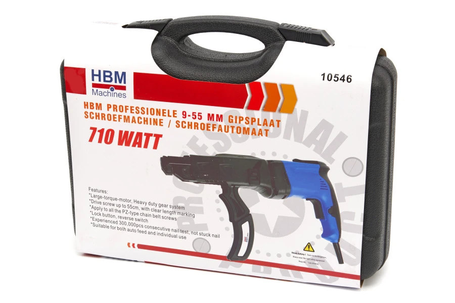 HBM Professionele 9-55 Mm Gipsplaat Schroefmachine / Schroefautomaat 710 Watt 10 HBM Professionele 9-55 Mm Gipsplaat Schroefmachine / Schroefautomaat 710 Watt - Afbeelding 10