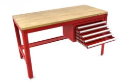 HBM 155 Cm Professionele Werkbank Met 5 Laden En Houten Werkblad, ROOD -Werkplaats Gereedschap Serie hbm 613.jpg 1200x600 81d9cebc88